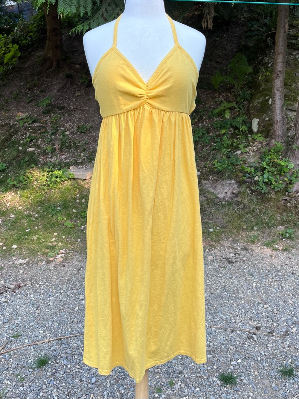 Sundry Vibrant Yellow Halter Top Gathered Dress
